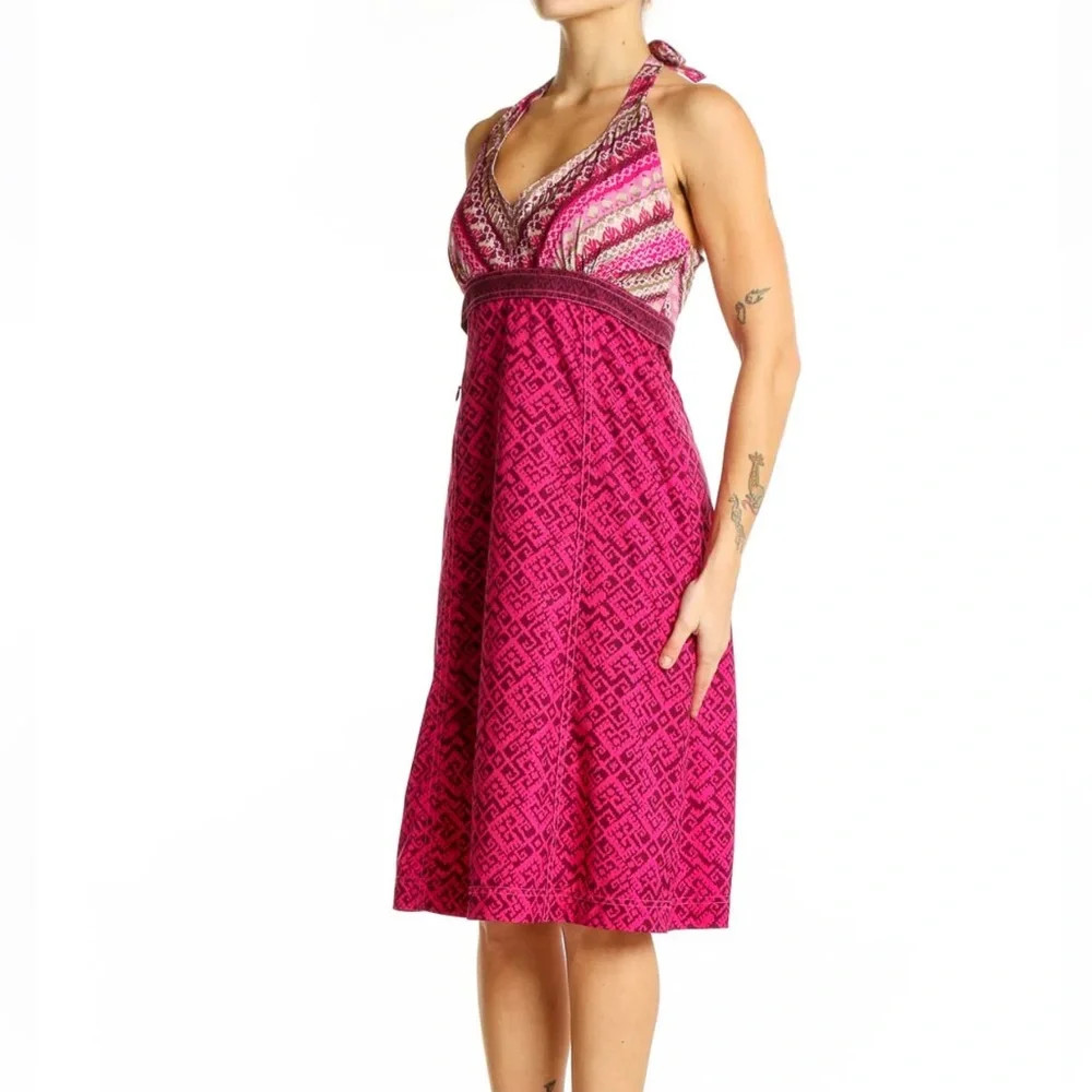 Athleta Pink Patterned Halter Neck Dress